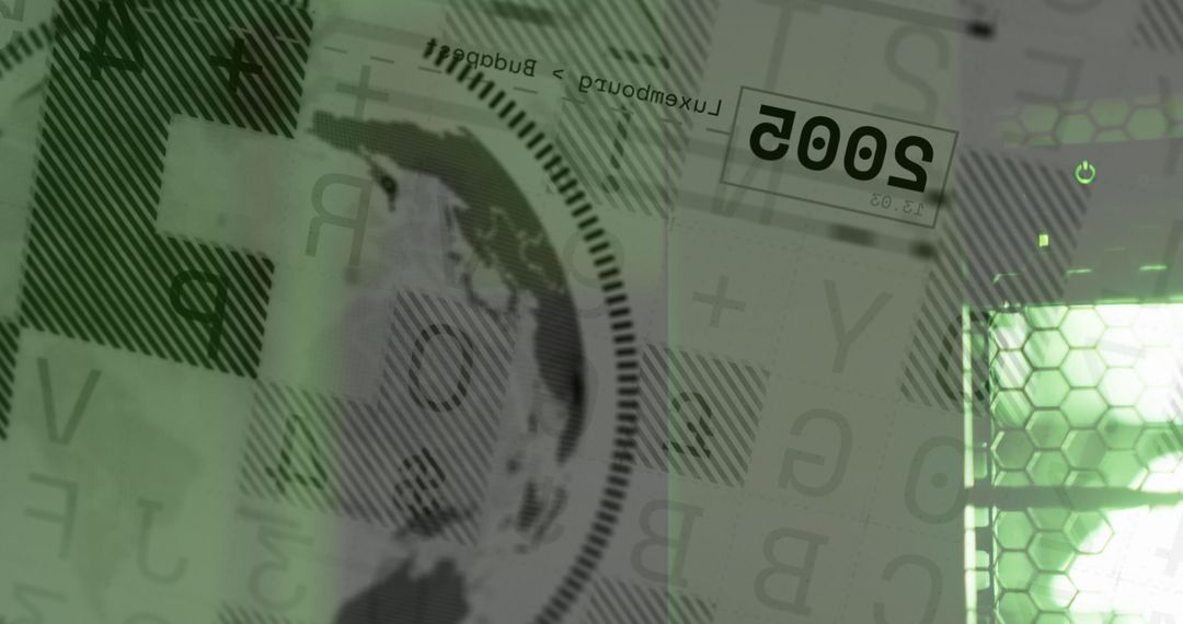 Financial Data Processing with Globe and Codes Overlay