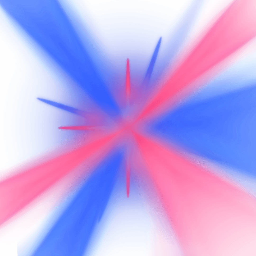 Abstract Pink-Red and Blue Starburst on Transparent Background