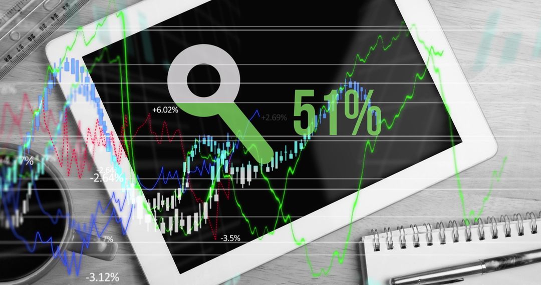 Analyzing Rising Financial Data on Digital Tablet