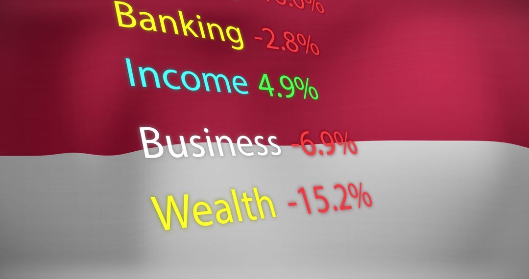Financial Data Overlayed on Indonesian Flag