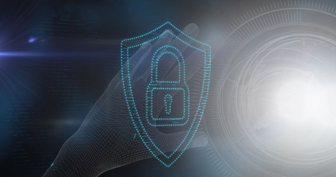 Futuristic Digital Security Padlock Visualization Concept