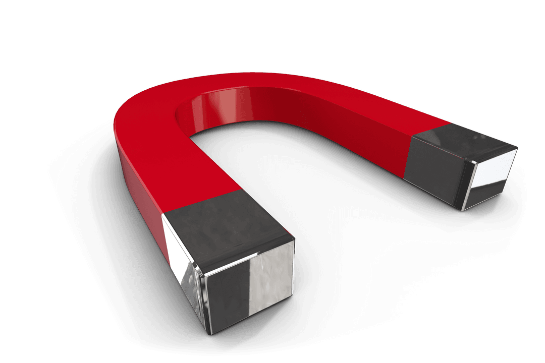 Red Horseshoe Magnet on Transparent Background Illustration