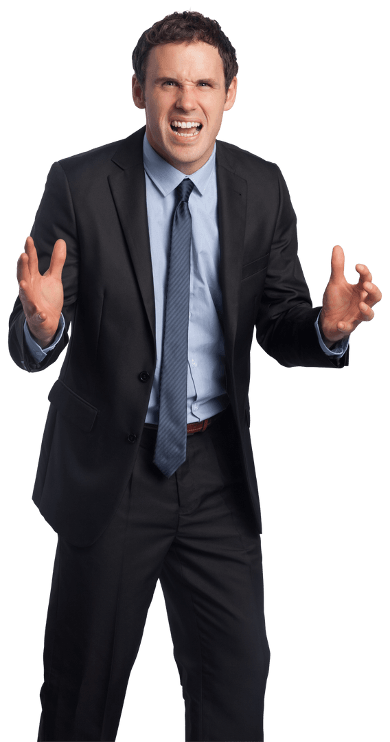 Transparent Angry Businessman Expressing Frustration