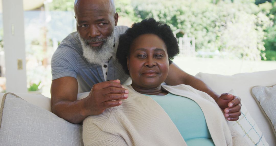 Senior African American Couple Enjoying Quality Time on Couch