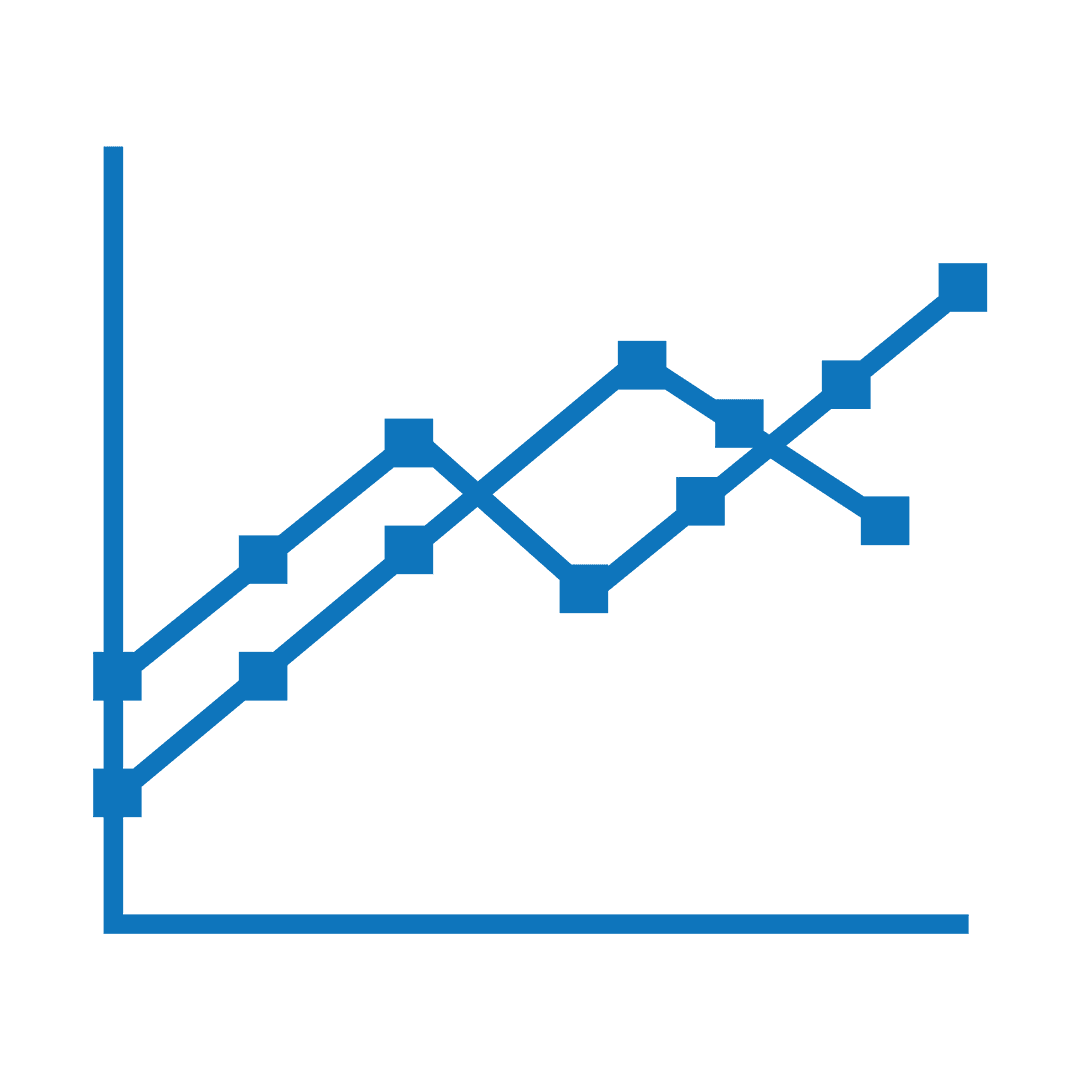 Blue Line Graph Illustration on Transparent Background