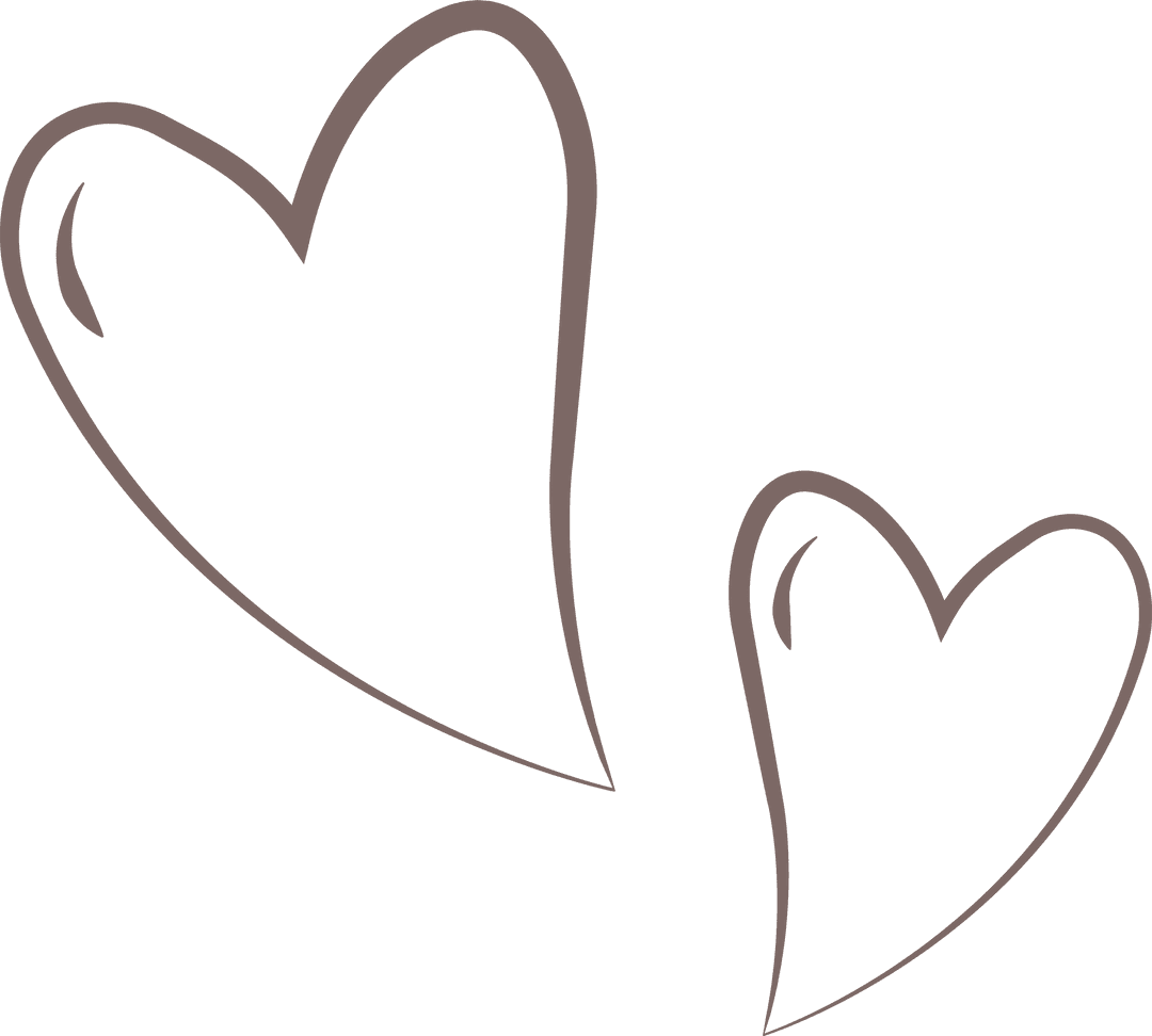 Minimalist Hand-Drawn Heart Outlines on Transparent Background