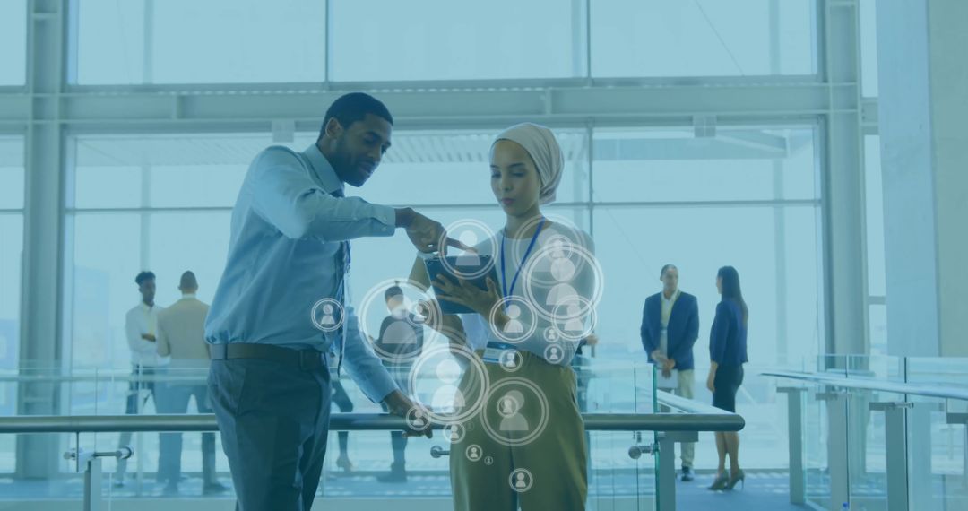 Diverse Business Professionals Networking in Modern Office