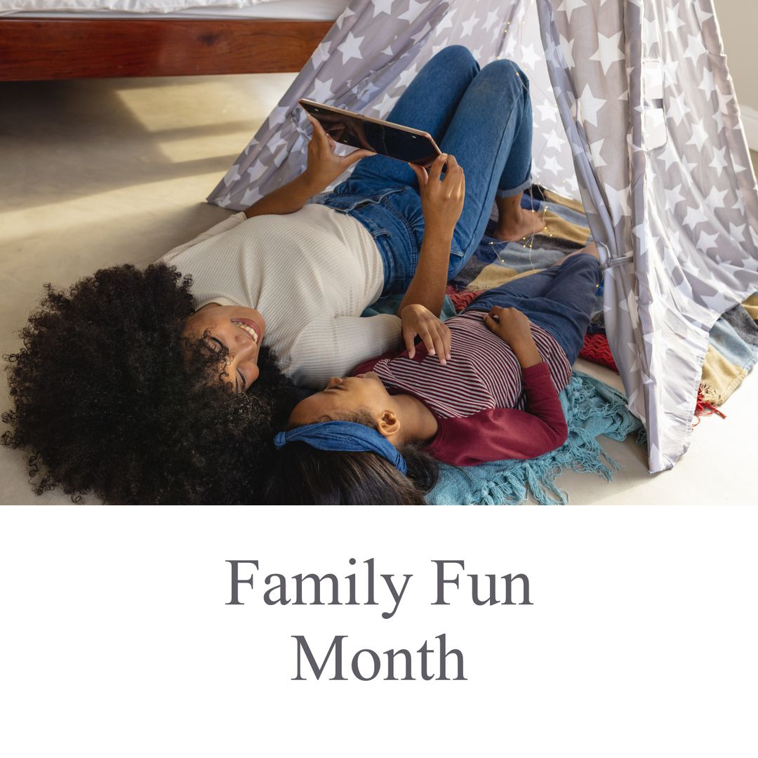 Mother and Daughter Enjoying Quality Time Under Starry Tent