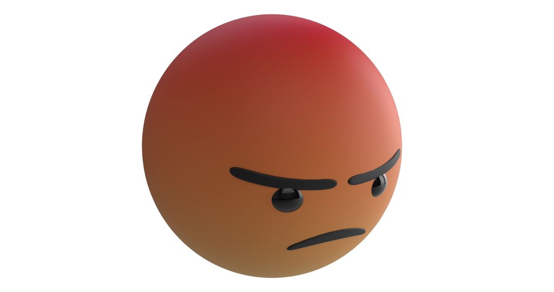 3d side view render of angry face emoji on white
