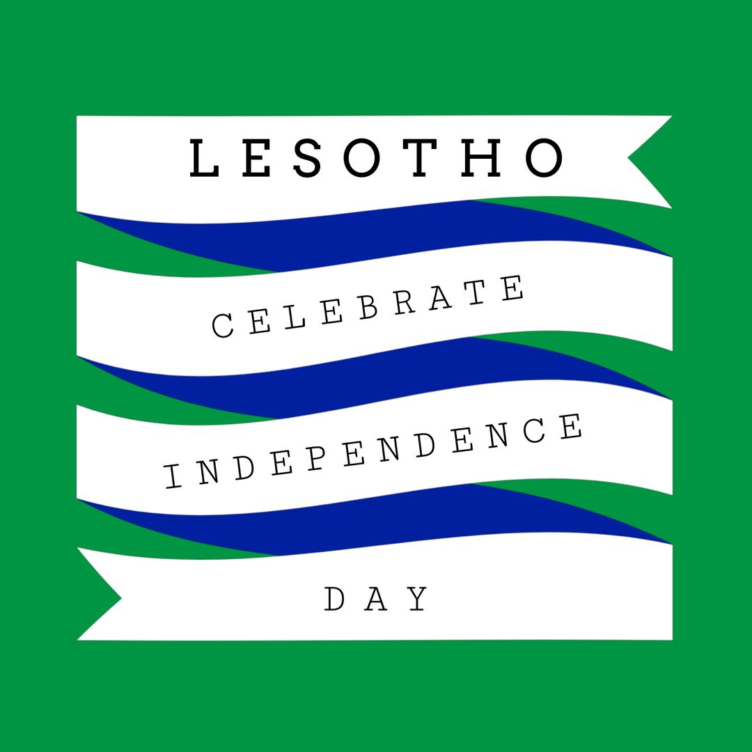 Lesotho Independence Day Celebration Graphic with Ribbon Design