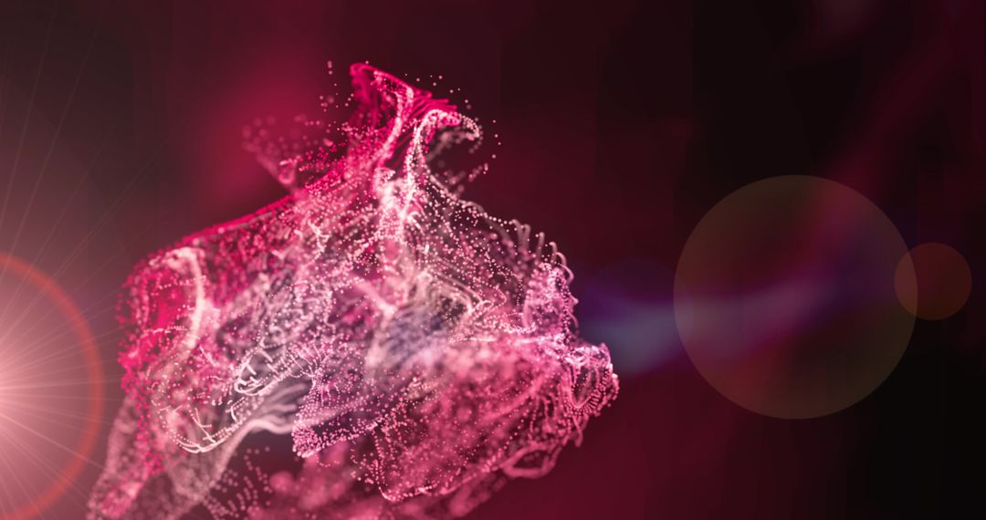 Mesmerizing Movement of Pink and Red Light Particles with Bokeh Effects