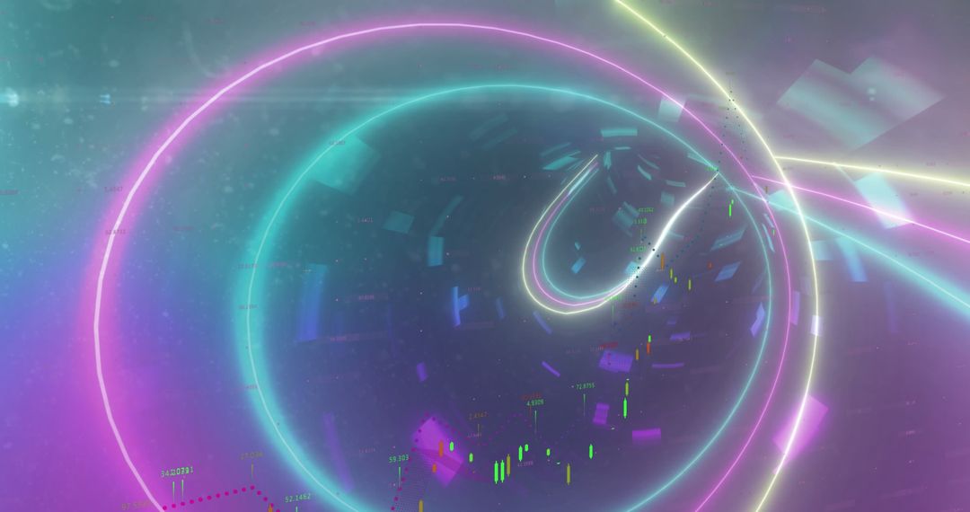 Neon Tunnel with Data Visualization in Futuristic Context
