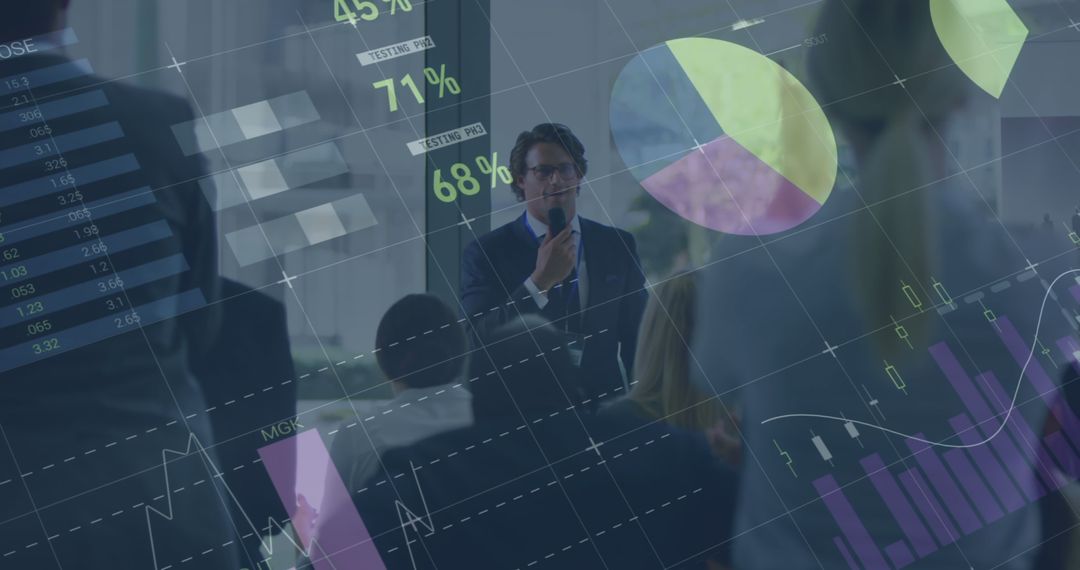 Business Presentation with Digital Analytics Overlay
