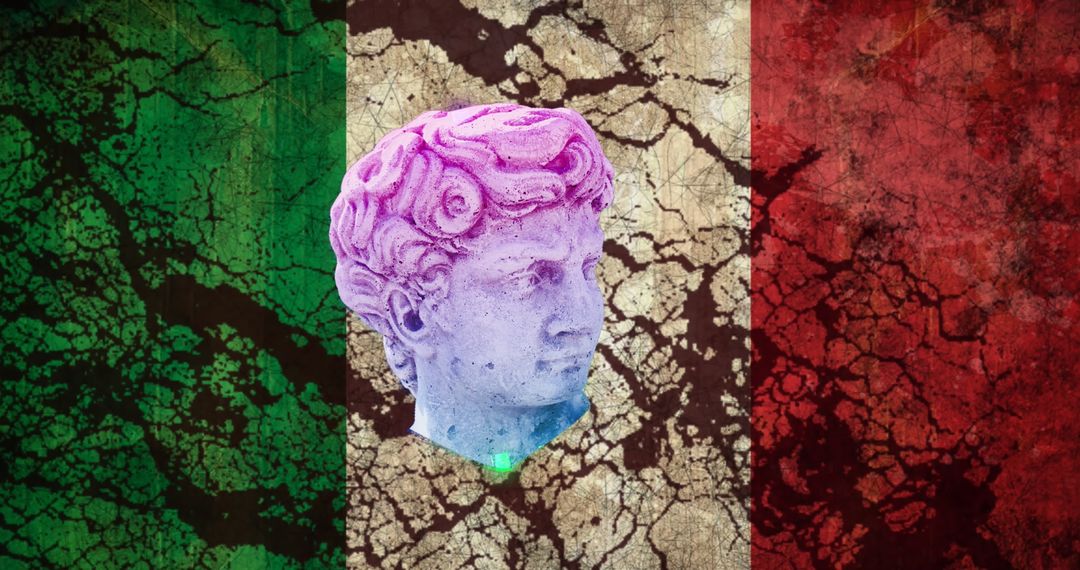 Antique Sculpture Head on Distressed Italian Flag Background - Free Images, Stock Photos and Pictures on Pikwizard.com