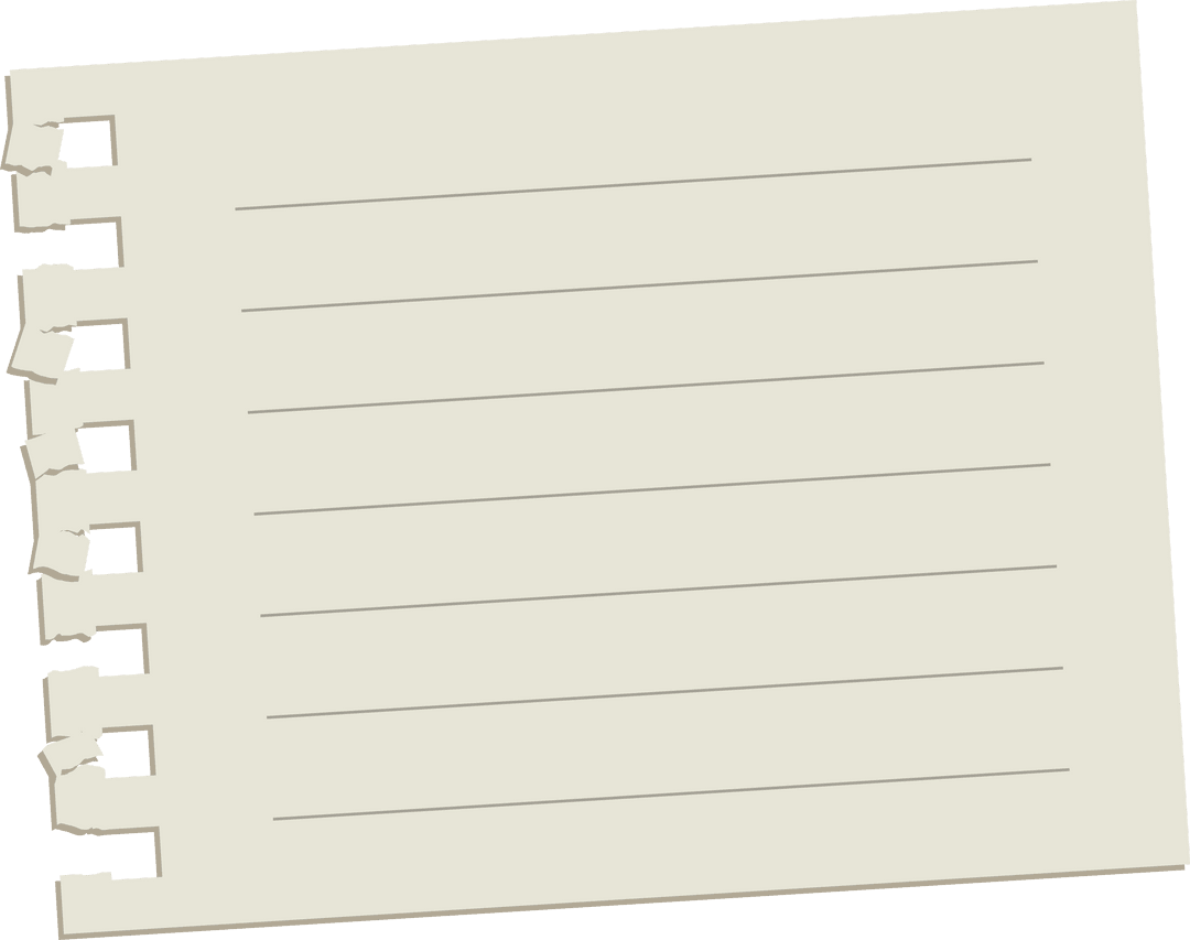 Torn Spiral Notebook Page on Transparent Background