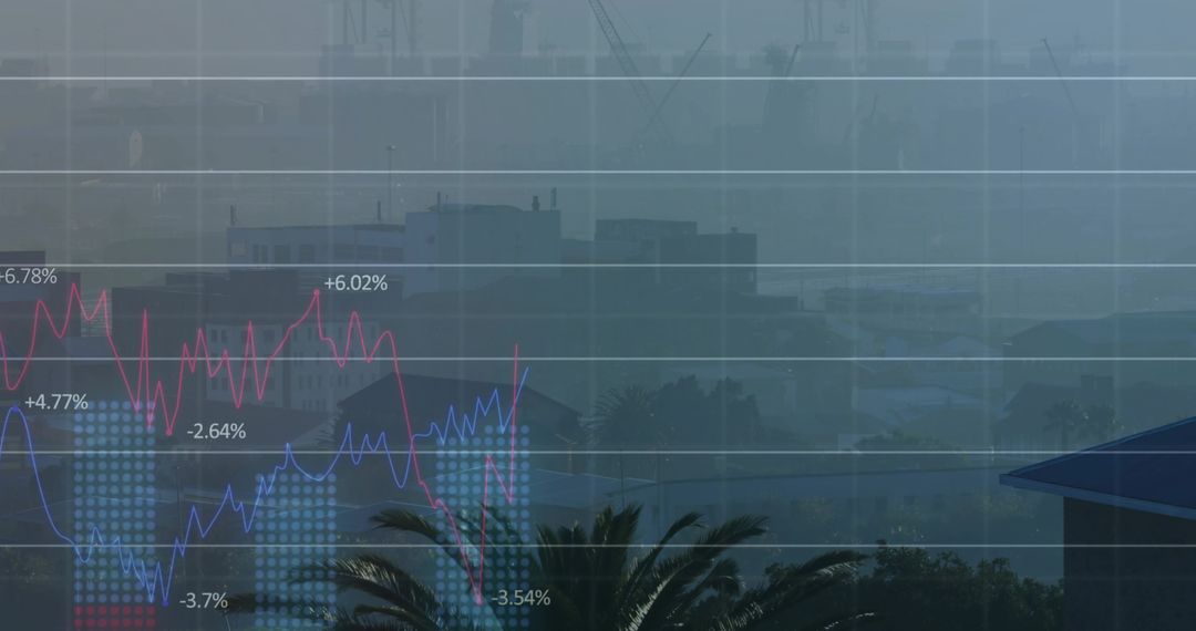 Financial Data with Urban Harbor Background Showing Industry Insights