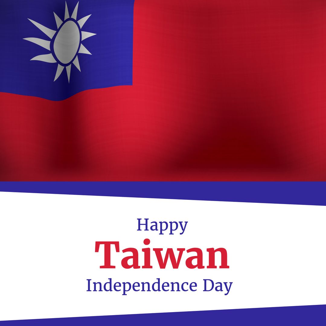 Taiwan Flag with Independence Day Text on Bold Design
