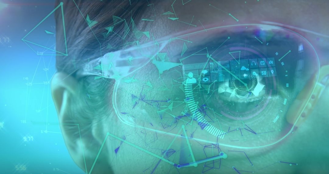 Futuristic Vision: Digital Interface Reflected in Eye