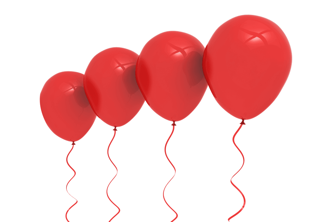 Red Balloons Illustrating Growth on Transparent Background