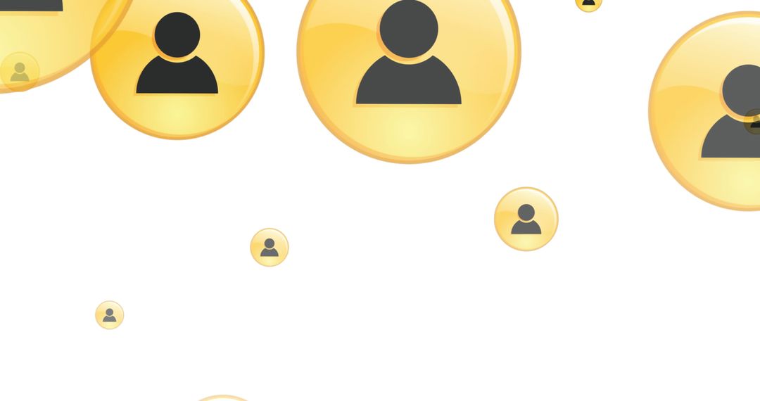 Floating Digital User Icons on White Background