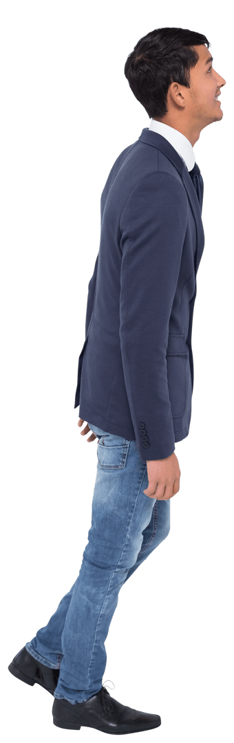 Biracial Businessman Walking on Transparent Background Isolated