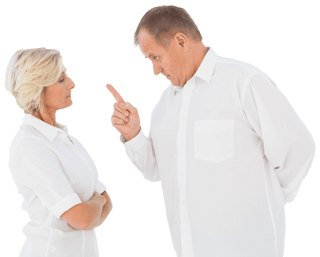 Man and Woman Arguing on Transparent Background