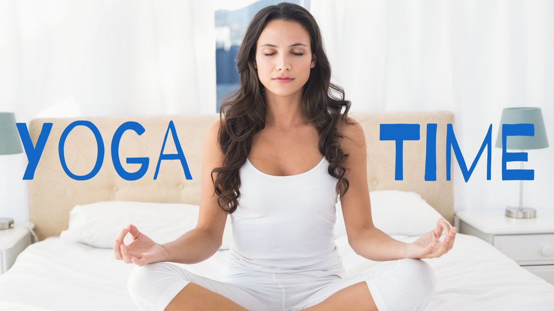 Tranquil Woman Practicing Yoga Meditation in Bedroom