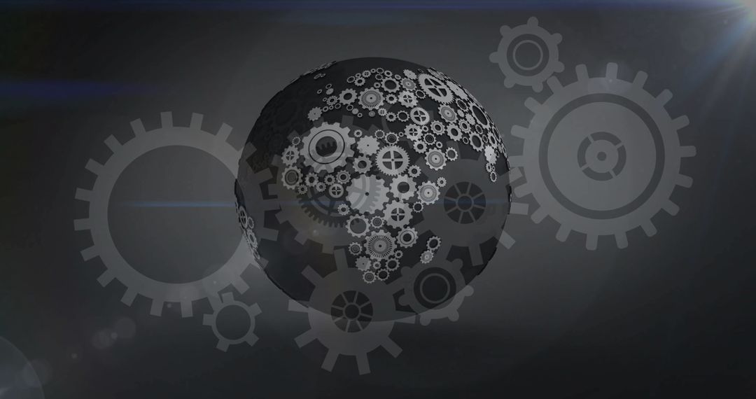 Futuristic Gear Globe in Digital Cyberspace