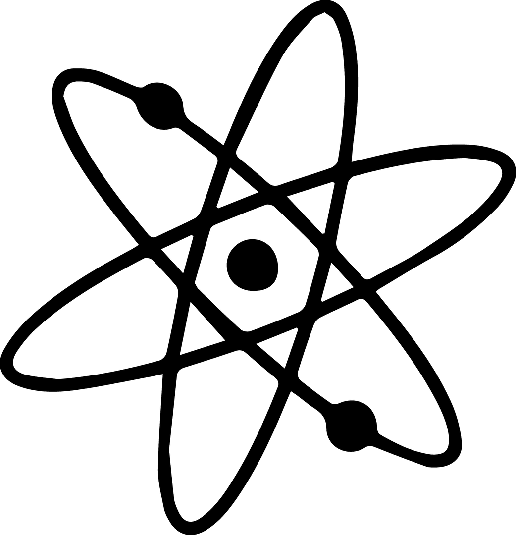 Stylized Atom Icon Orbiting on Transparent Background