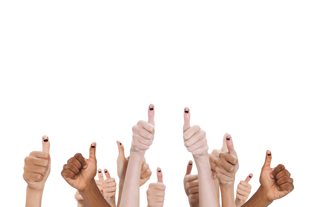 Diverse Hands Showing Thumbs Up on Transparent Background