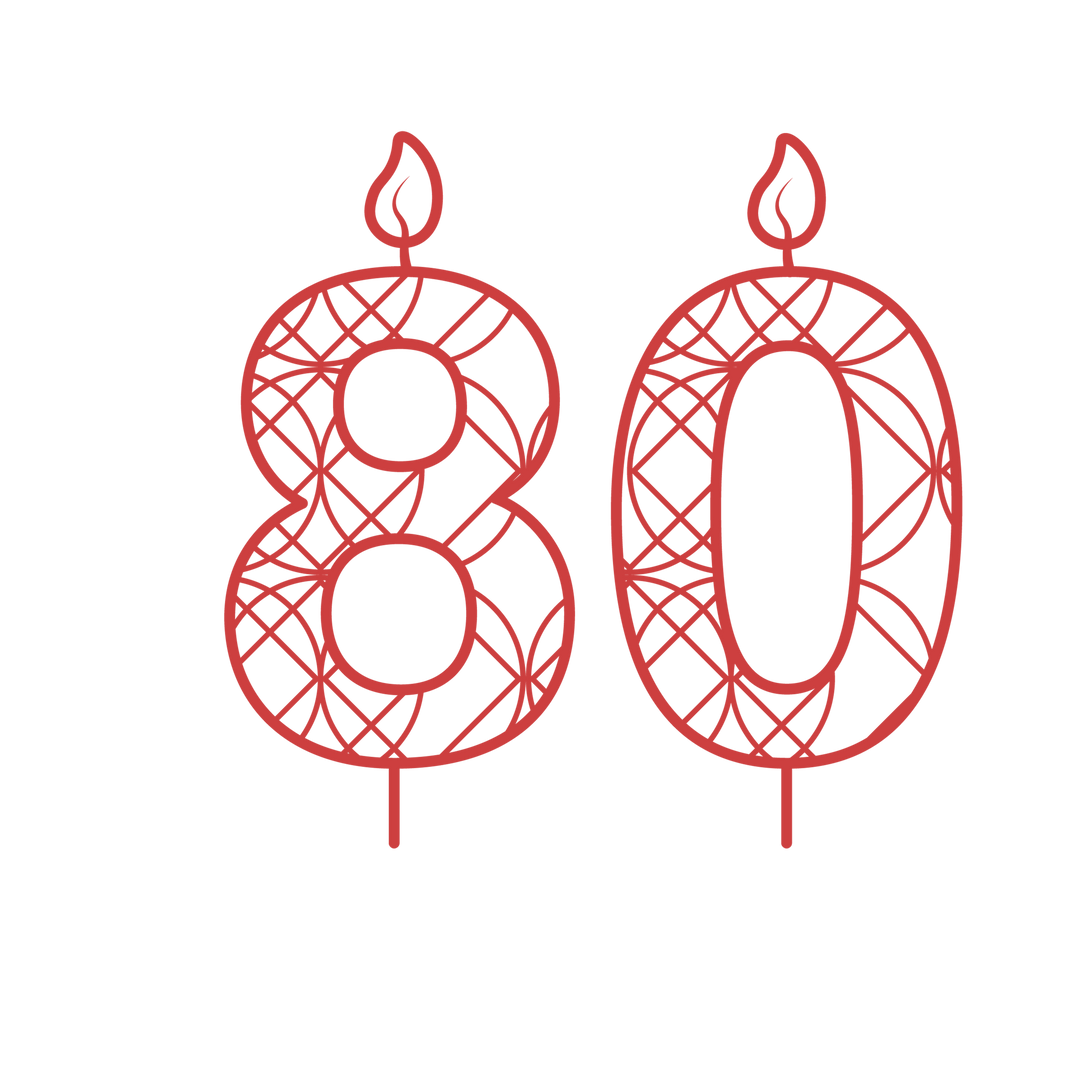 Red 80th Birthday Candle with Decorative Pattern on Transparent Background - Download Free Stock Images Pikwizard.com