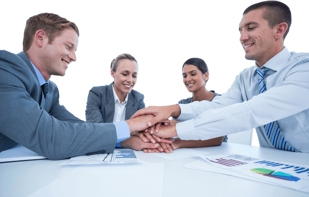 Transparent Business Team Celebrating Success Together