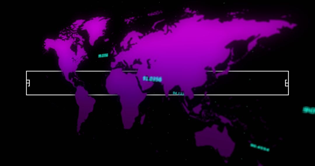 Digital World Map with Data Processing Overlay