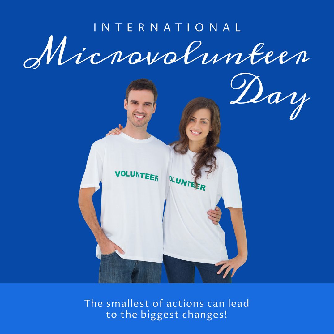 Happy Volunteers Supporting International Microvolunteer Day - Download Free Stock Templates Pikwizard.com