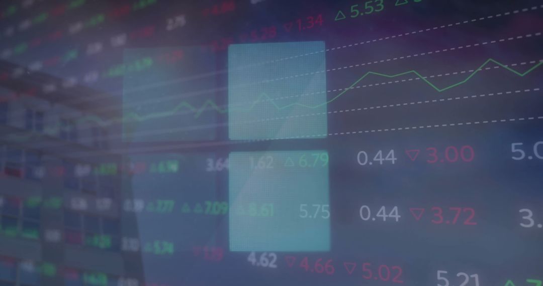 Global Finance Digital Display Over Cityscape