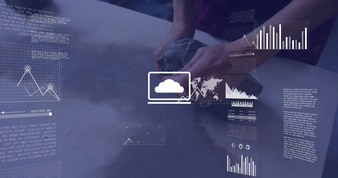 Female Potter Sculpting Clay with Augmented Reality in Craft Studio