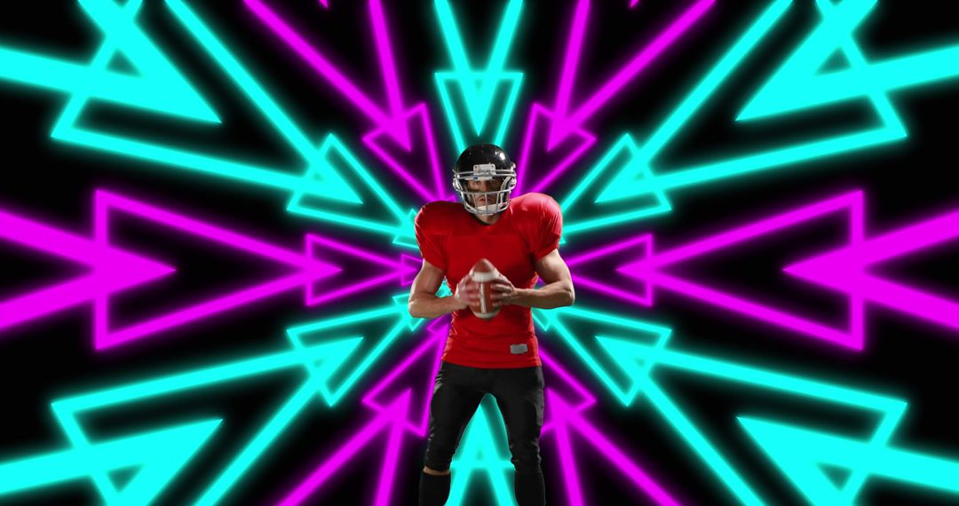 American Football Player in Neon Virtual Environment