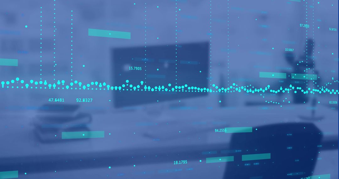 Digital Financial Data Overlaid on Modern Office Background