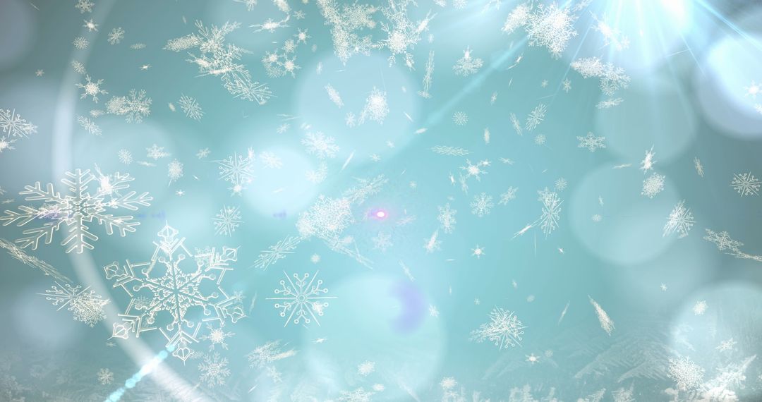 Digital Snowflakes Against Bright Winter Sky