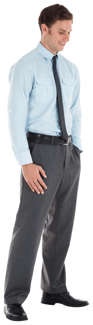 Young Businessman in Formal Wear on Transparent Background Smiling