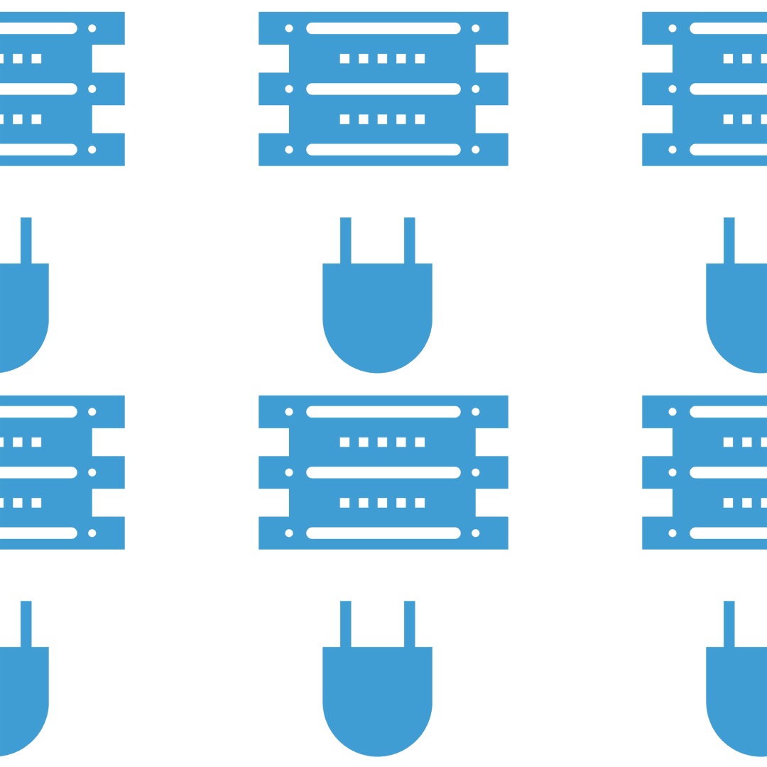 Seamless Pattern of Blue Plugs and Sockets on Transparent Background