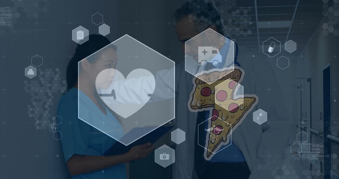 Healthcare Professionals Discussing Through Digital Interface