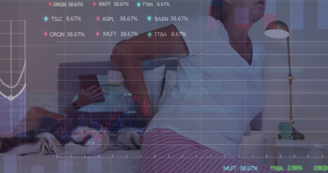 Caucasian Couple Exploring Financial Data in Modern Bedroom