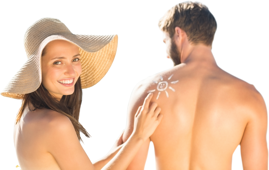 Caucasian Couple Applying Suncream with Transparent Background - Download Free Stock Images Pikwizard.com