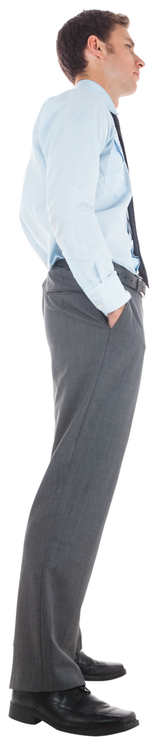 Transparent Businessman In Suit With Hands In Pockets, Side Profile View - Download Free Stock Images Pikwizard.com