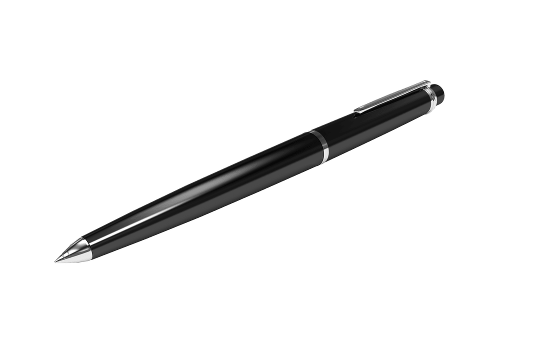 Black Fountain Pen Isolated on Transparent Background