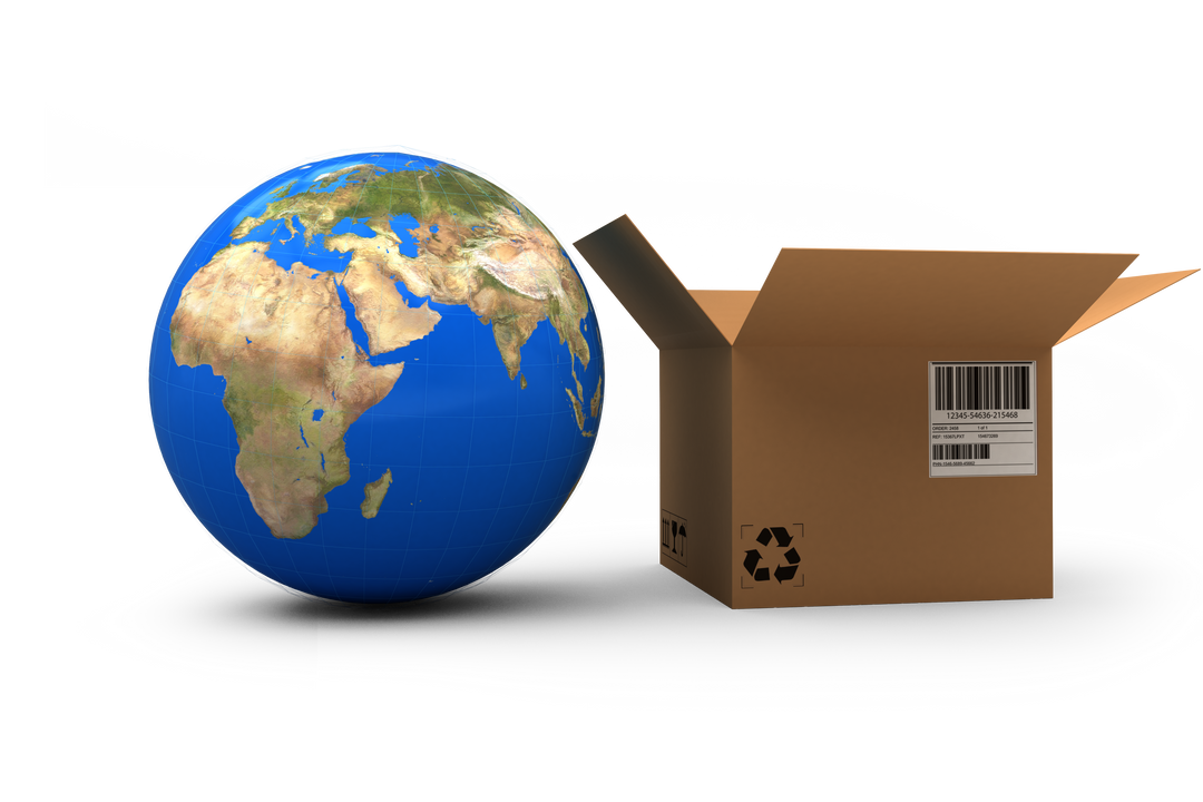 Transparent Globe and Open Brown Cardboard Box symbolize International Shipping - Download Free Stock Images Pikwizard.com