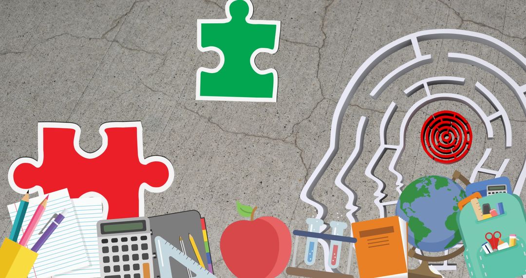 Concept of Autism and Learning Support with Puzzle Imagery