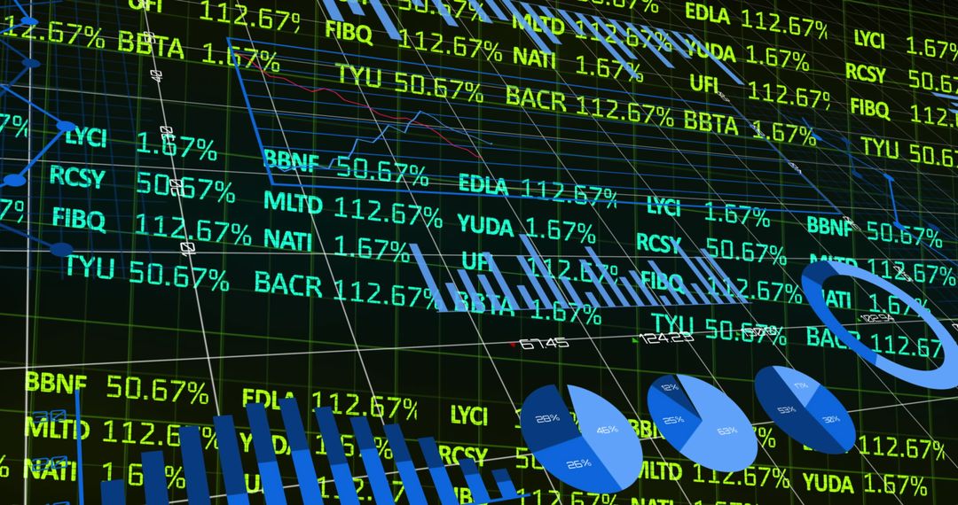 Digital Global Finance Graphics Over World Map