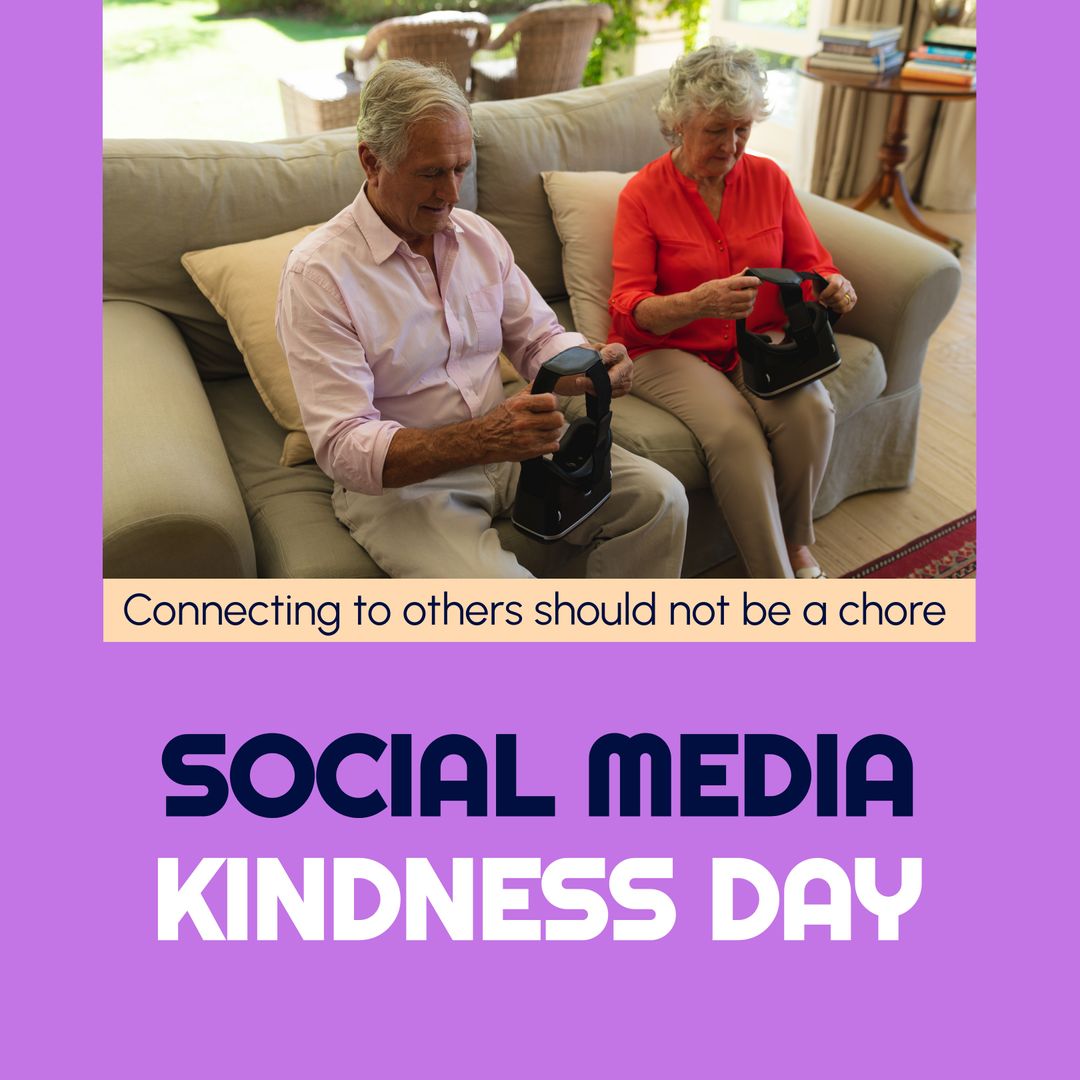 Senior Couple Embracing Virtual Reality for Social Media Kindness Day